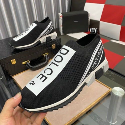 Dolce & Gabbana Black White Low Top Sorrento Sneakers